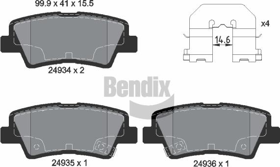 BENDIX Braking BPD2208 - Kit de plaquettes de frein, frein à disque cwaw.fr