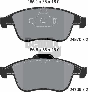 BENDIX Braking BPD2203 - Kit de plaquettes de frein, frein à disque cwaw.fr