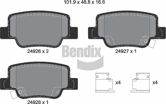 BENDIX Braking BPD2207 - Kit de plaquettes de frein, frein à disque cwaw.fr