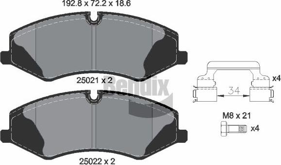 BENDIX Braking BPD2218 - Kit de plaquettes de frein, frein à disque cwaw.fr