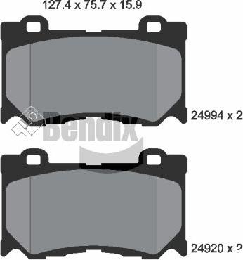 BENDIX Braking BPD2213 - Kit de plaquettes de frein, frein à disque cwaw.fr