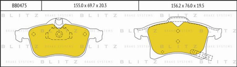 Blitz BB0475 - Kit de plaquettes de frein, frein à disque cwaw.fr