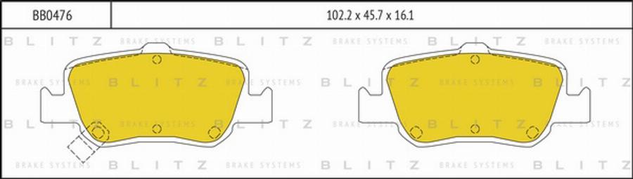 Blitz BB0476 - Kit de plaquettes de frein, frein à disque cwaw.fr