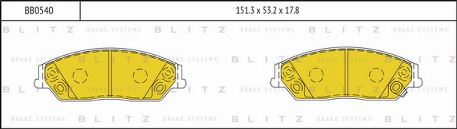 Blitz BB0540 - Kit de plaquettes de frein, frein à disque cwaw.fr