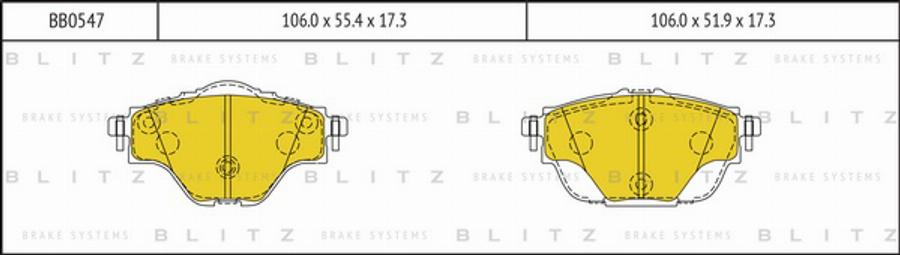 Blitz BB0547 - Kit de plaquettes de frein, frein à disque cwaw.fr