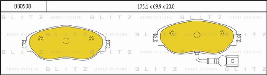 Blitz BB0508 - Kit de plaquettes de frein, frein à disque cwaw.fr