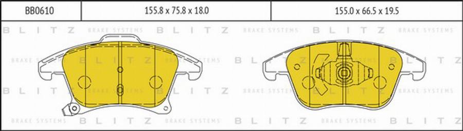 Blitz BB0610 - Kit de plaquettes de frein, frein à disque cwaw.fr