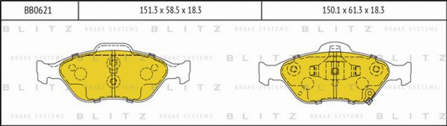 Blitz BB0621 - Kit de plaquettes de frein, frein à disque cwaw.fr