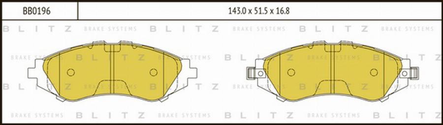 Blitz BB0196 - Kit de plaquettes de frein, frein à disque cwaw.fr