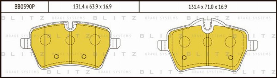 Blitz BB0390P - Kit de plaquettes de frein, frein à disque cwaw.fr