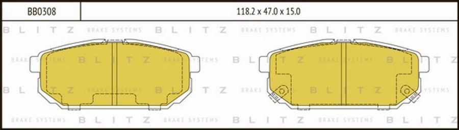 Blitz BB0308 - Kit de plaquettes de frein, frein à disque cwaw.fr