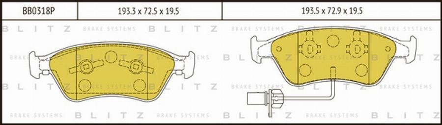 Blitz BB0318P - Kit de plaquettes de frein, frein à disque cwaw.fr