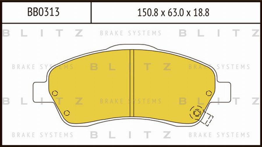 Blitz BB0313 - Kit de plaquettes de frein, frein à disque cwaw.fr