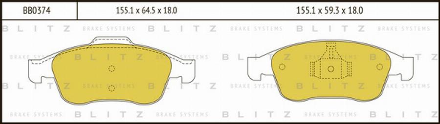 Blitz BB0374 - Kit de plaquettes de frein, frein à disque cwaw.fr