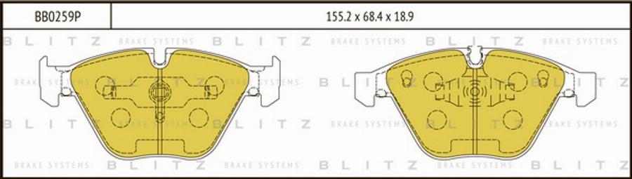 Blitz BB0259P - Kit de plaquettes de frein, frein à disque cwaw.fr