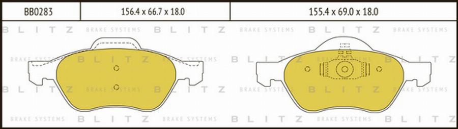 Blitz BB0283 - Kit de plaquettes de frein, frein à disque cwaw.fr