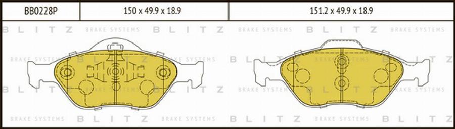 Blitz BB0228P - Kit de plaquettes de frein, frein à disque cwaw.fr