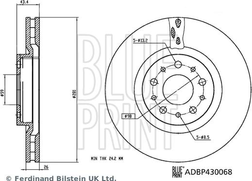 Blue Print ADBP430068 - Disque de frein cwaw.fr