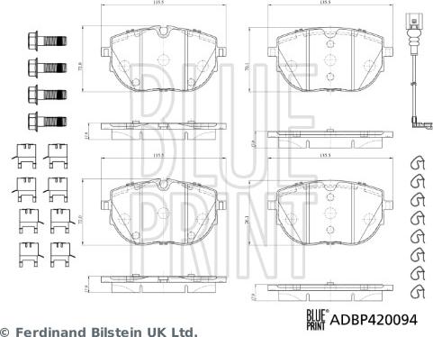 Blue Print ADBP420094 - Kit de plaquettes de frein, frein à disque cwaw.fr