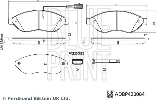 Blue Print ADBP420084 - Kit de plaquettes de frein, frein à disque cwaw.fr