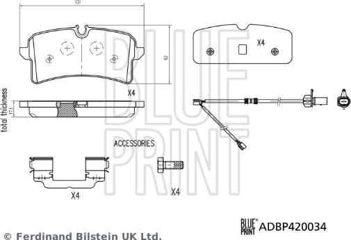 Blue Print ADBP420034 - Kit de plaquettes de frein, frein à disque cwaw.fr