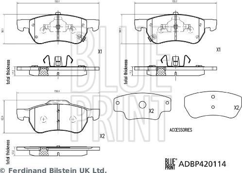 Blue Print ADBP420114 - Kit de plaquettes de frein, frein à disque cwaw.fr