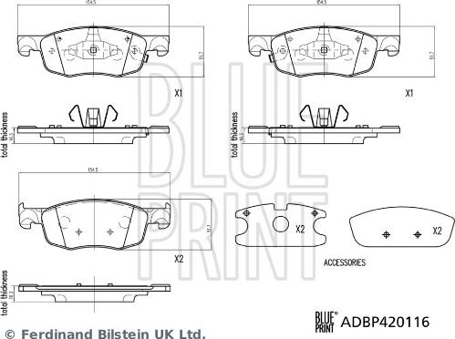 Blue Print ADBP420116 - Kit de plaquettes de frein, frein à disque cwaw.fr