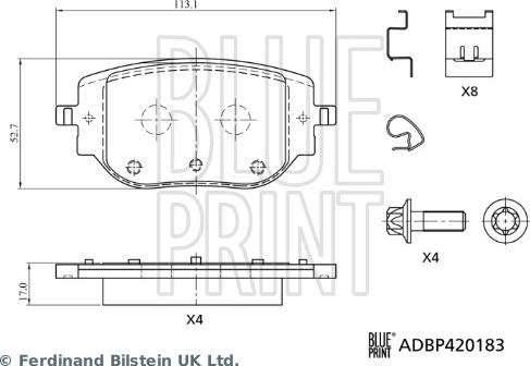 Blue Print ADBP420183 - Kit de plaquettes de frein, frein à disque cwaw.fr