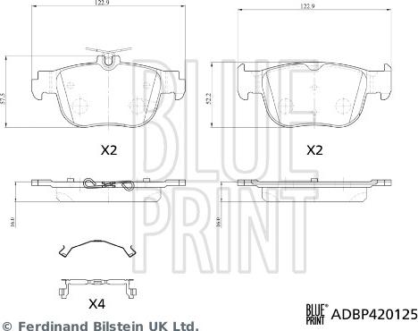 Blue Print ADBP420125 - Kit de plaquettes de frein, frein à disque cwaw.fr