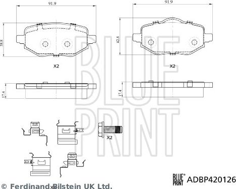 Blue Print ADBP420126 - Kit de plaquettes de frein, frein à disque cwaw.fr