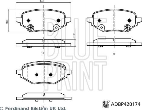 Blue Print ADBP420174 - Kit de plaquettes de frein, frein à disque cwaw.fr