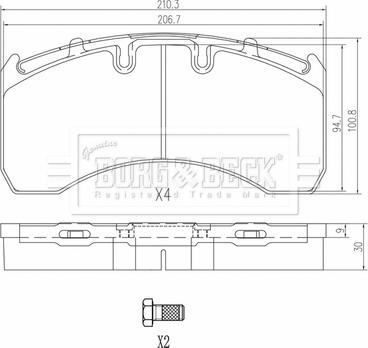 Borg & Beck BBP33005 - Kit de plaquettes de frein, frein à disque cwaw.fr