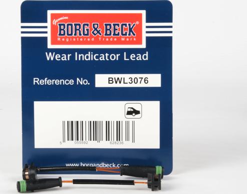 Borg & Beck BWL3076 - Contact d'avertissement, usure des plaquettes de frein cwaw.fr