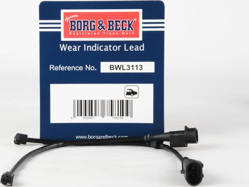 Borg & Beck BWL3113 - Contact d'avertissement, usure des plaquettes de frein cwaw.fr