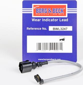 Borg & Beck BWL3247 - Contact d'avertissement, usure des plaquettes de frein cwaw.fr