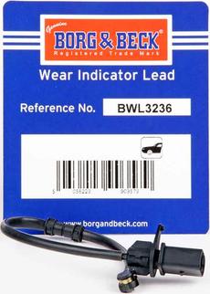 Borg & Beck BWL3236 - Contact d'avertissement, usure des plaquettes de frein cwaw.fr