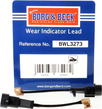 Borg & Beck BWL3273 - Contact d'avertissement, usure des plaquettes de frein cwaw.fr