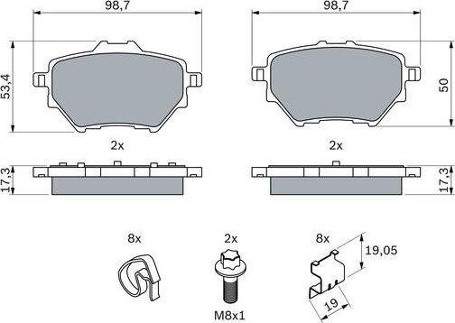 BOSCH 0 986 494 998 - Kit de plaquettes de frein, frein à disque cwaw.fr