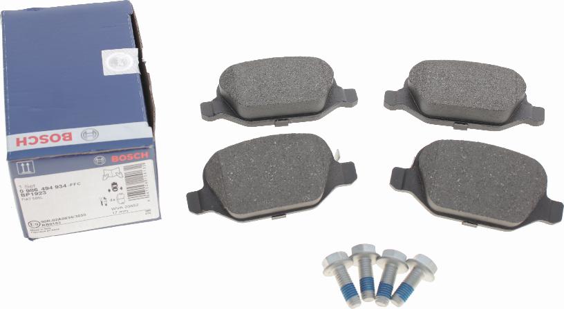 BOSCH 0 986 494 934 - Kit de plaquettes de frein, frein à disque cwaw.fr