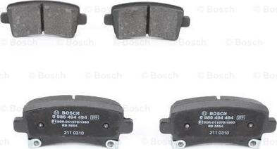 BOSCH 0 986 494 494 - Kit de plaquettes de frein, frein à disque cwaw.fr