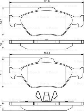 BOSCH 0 986 494 511 - Kit de plaquettes de frein, frein à disque cwaw.fr