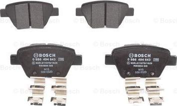 BOSCH 0 986 494 643 - Kit de plaquettes de frein, frein à disque cwaw.fr