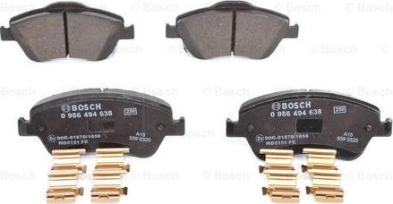 BOSCH 0 986 494 638 - Kit de plaquettes de frein, frein à disque cwaw.fr