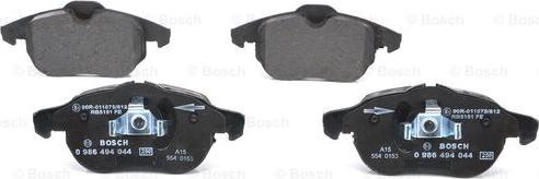 BOSCH 0 986 494 044 - Kit de plaquettes de frein, frein à disque cwaw.fr