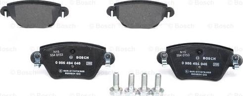 BOSCH 0 986 494 046 - Kit de plaquettes de frein, frein à disque cwaw.fr