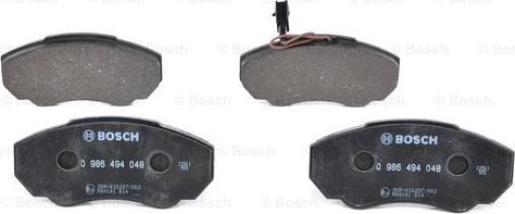 BOSCH 0 986 494 048 - Kit de plaquettes de frein, frein à disque cwaw.fr