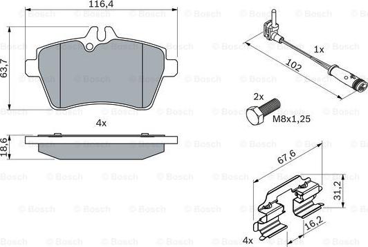 BOSCH 0 986 494 087 - Kit de plaquettes de frein, frein à disque cwaw.fr