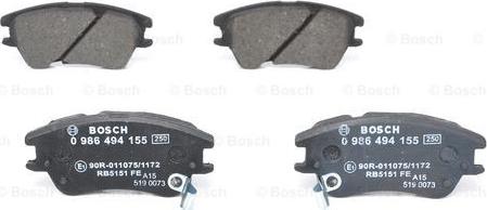 BOSCH 0 986 494 155 - Kit de plaquettes de frein, frein à disque cwaw.fr