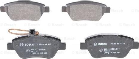 BOSCH 0 986 494 113 - Kit de plaquettes de frein, frein à disque cwaw.fr