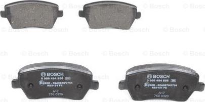 BOSCH 0 986 494 856 - Kit de plaquettes de frein, frein à disque cwaw.fr